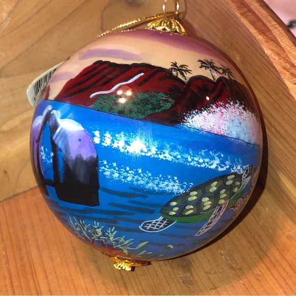 Aloha Maui Reverse Inside Painted Glass Christmas Ornament Lovers Tropical. - Picture 2 of 5